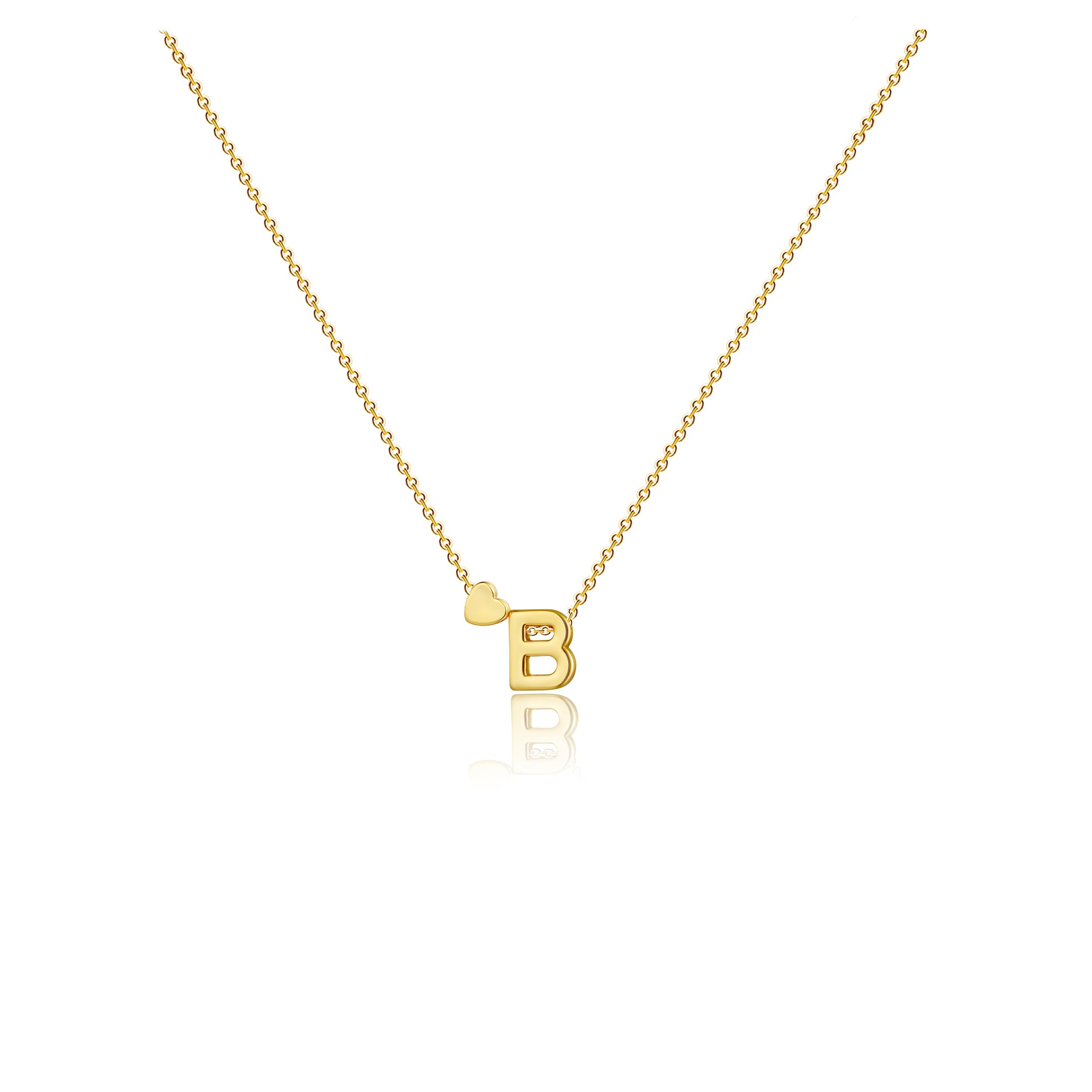CAROVO Dainty Letter Pendant Necklace in 14K Gold