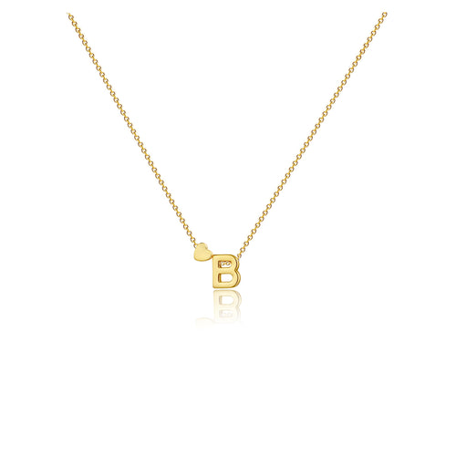CAROVO Dainty Letter Pendant Necklace in 14K Gold