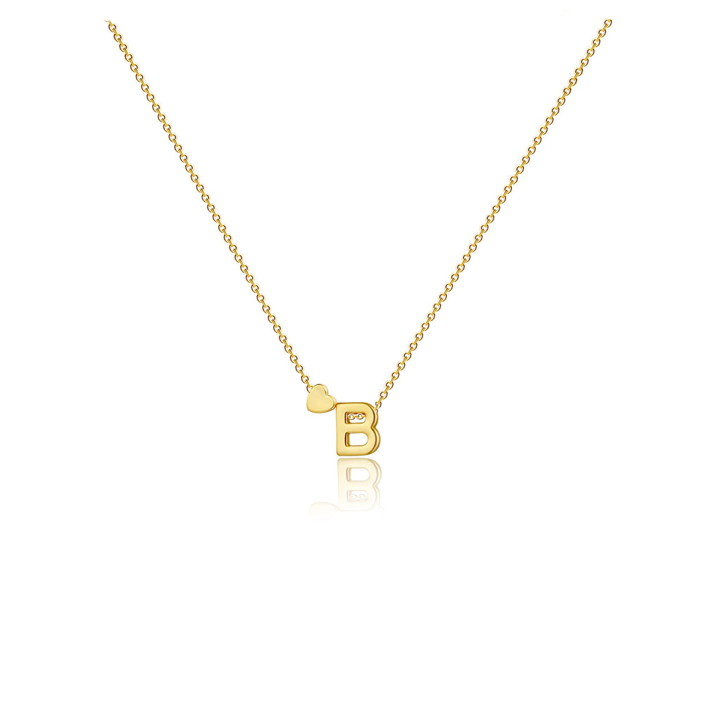 CAROVO Dainty Letter Pendant Necklace in 14K Gold